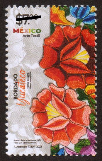 Imagen de Timbre postal: México Arte Textil, Bordado Yucateco
