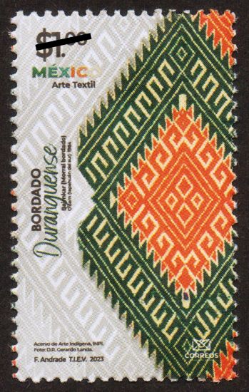 Imagen de Timbre postal: México Arte Textil, Bordado Duranguense