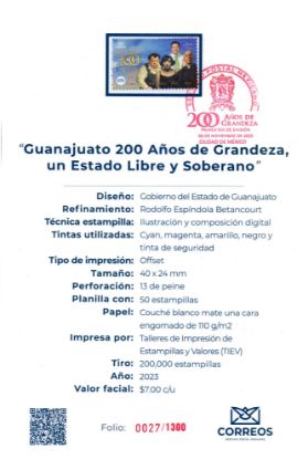 Imagen de Timbre postal: Guanajuato, 200 Años de grandeza