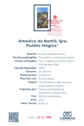 Imagen de Timbre postal: Amealco de Bonfil, Qro. Pueblo Mágico