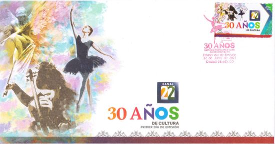 Imagen de Timbre postal: 30 años del canal 22