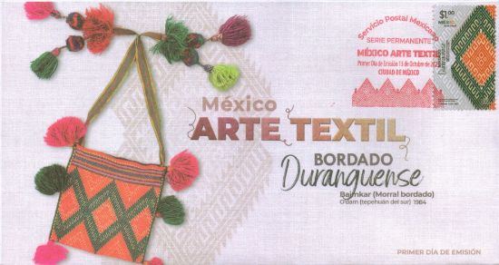 Imagen de Timbre postal: México Arte Textil, Bordado Duranguense