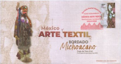Imagen de Timbre postal: México Arte Textil, Bordado Michoacano
