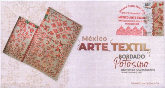 Imagen de Timbre postal: México Arte Textil, Bordado Potosino