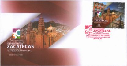 Imagen de Timbre postal: 30 Aniversario de Zacatecas, Patrimonio Mundial