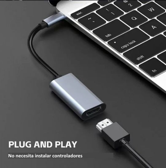 Imagen de Cable adaptador convertidor tipo C macho a HDMI 4K hembra 
