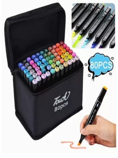 Imagen de Combo Cuates 80 Colores Marcadores Doble Punta Plumones Punta De Pincel