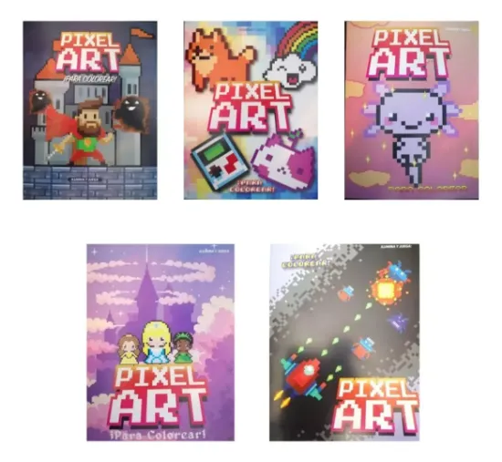 Imagen de  3 Libros Para Colorear Iluminar Arte Pixelado Pixel Niños-copiar