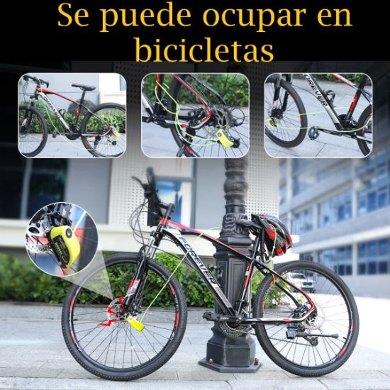 Imagen de  Candado recargable motocicleta alarma de disco freno antirrobo bicicleta tipo c amarillo seguridad