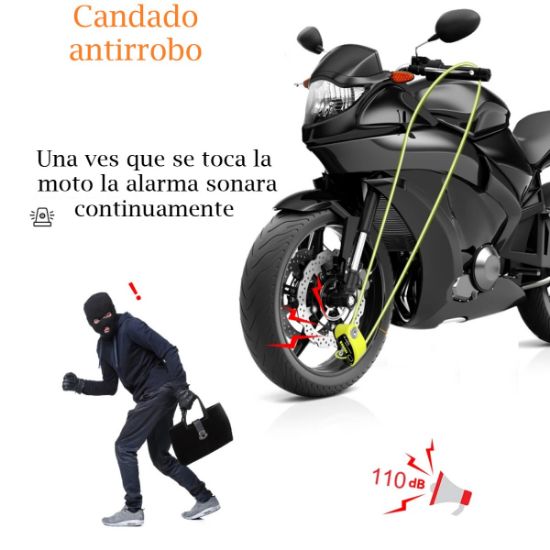 Imagen de  Candado recargable motocicleta alarma de disco freno antirrobo bicicleta tipo c amarillo seguridad