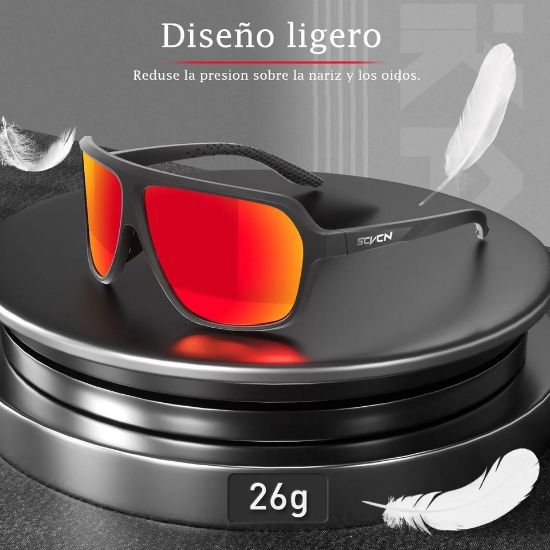 Imagen de Gafas ciclismo rojo negro moto deportes protección polarizadas lentes deportivas pesca filtro UV