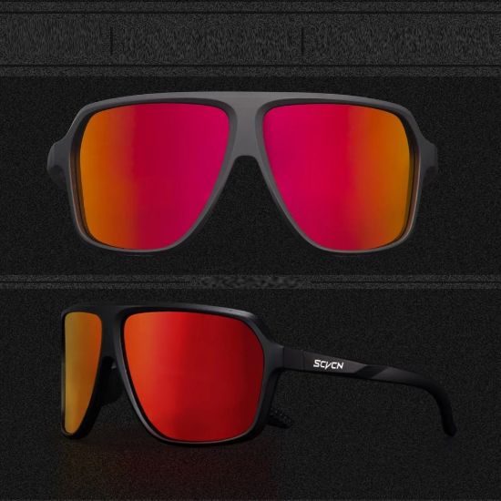 Imagen de Gafas ciclismo rojo negro moto deportes protección polarizadas lentes deportivas pesca filtro UV