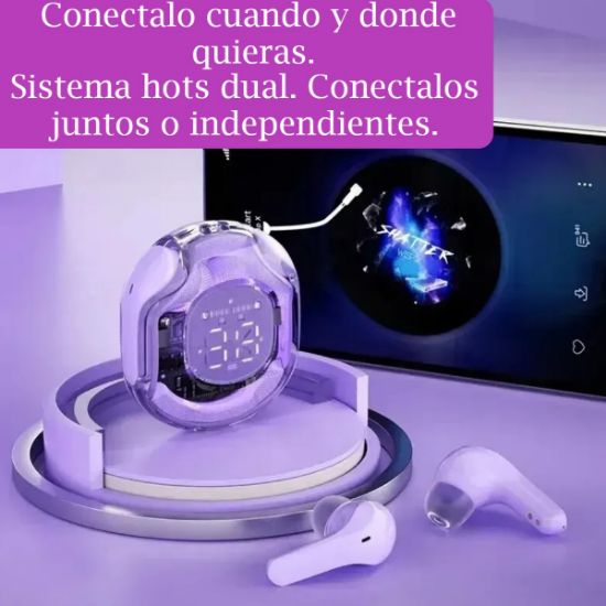 Imagen de Audífonos negro auriculares inalámbricos TWS Bluetooth deportivos juegos reducción de ruido táctil