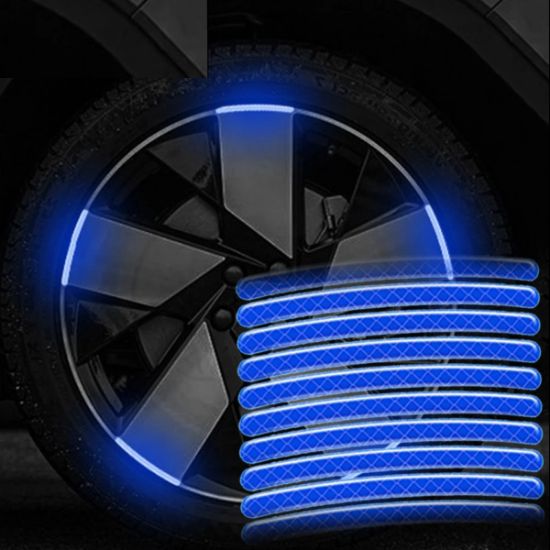 Imagen de Pegatina azul cinta reflectante llanta neumático coche tira advertencia seguridad rueda moto bici