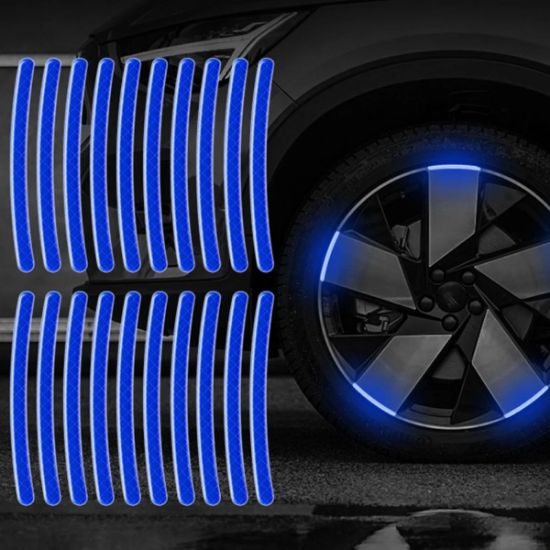 Imagen de Pegatina azul cinta reflectante llanta neumático coche tira advertencia seguridad rueda moto bici