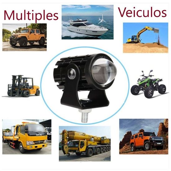 Imagen de Faro auxiliar Mini luz moto camión blanco Ámbar lámpara foco antiniebla metálico botón auto led