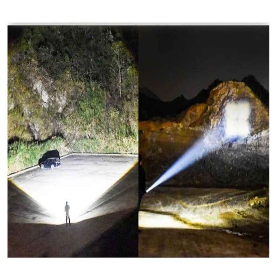 Imagen de Linterna portátil luz fuerte lampara táctica recargable Zoom iluminación exterior LED negro usb