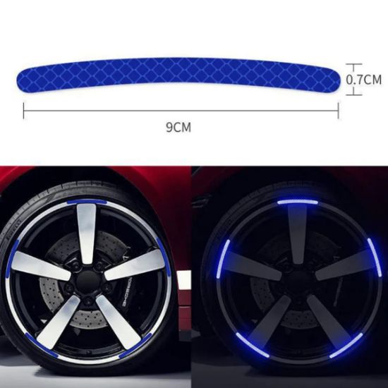 Imagen de Pegatina roja cinta reflectante llanta rin coche tira advertencia seguridad rueda moto bici alerta