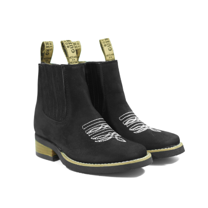 Imagen de Botines Niño Vaqueros 100% Piel Bota Cuadrada Charro