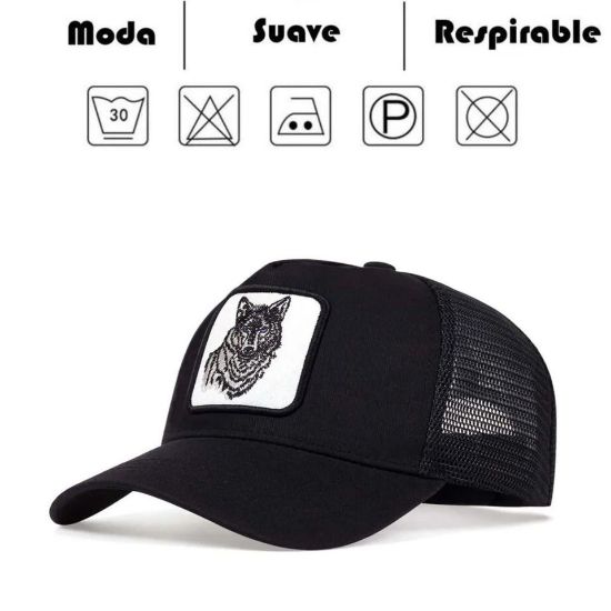 Imagen de Gorra lobo blanco táctico negro bordado gorro deporte casuales ajustables sombrero solar protección