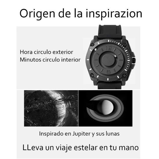 Imagen de Reloj deportivo informal de lujo balines negro contra agua militar magnético metálico imanes