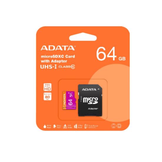 Imagen de Memoria Micro SD ADATA UHS-I U1 64GB 30MB/s 10MB/s Negro CEL CAMARAS DEPORTIVAS TABLETAS NEGRO PC