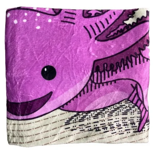 Imagen de Ricolandia Manta frazada Billete 50 Ajolotito Morado110 x 160 largo