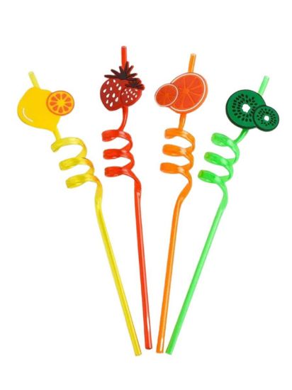 Imagen de Ricolandia 4 Popotes En Forma Espiral Y Figuras Decorativas FRUTA