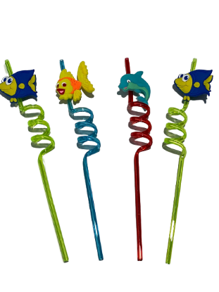 Imagen de Ricolandia 4 Popotes En Forma Espiral Y Figuras Decorativas DORY