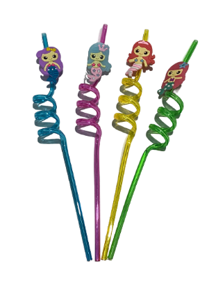 Imagen de Ricolandia 4 Popotes En Forma Espiral Y Figuras Decorativas SIRENITA