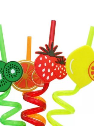Imagen de Ricolandia 16 Popotes En Forma Espiral Y Figuras Decorativas FRUTA