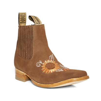 Imagen de Botines Girasol Vaqueros Charro Punta Cuadrada 100% Piel 18 al 25