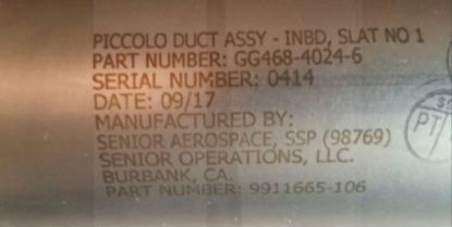 Imagen de Tube Piccolo Duct Assy By Senior Aerospace Gg468 4024 6, Número De Parte 9911665-106