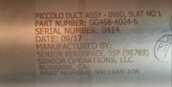 Imagen de Tube Piccolo Duct Assy By Senior Aerospace Gg468 4024 6, Número De Parte 9911665-106