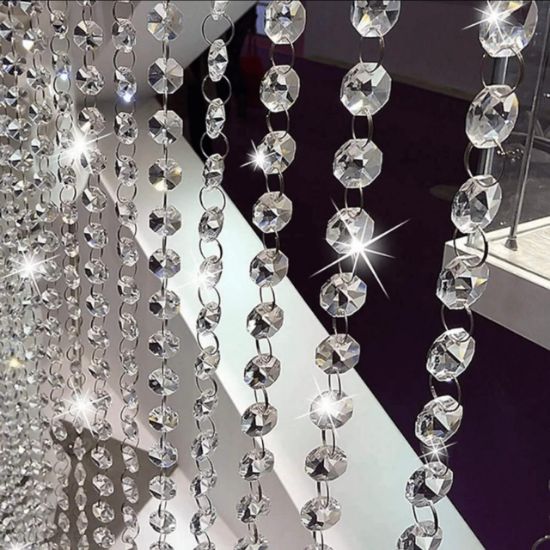 Imagen de 1 Metro De Guirnalda Decorativa De Cristal Octagonal 14mm Y Aro 10mm. 