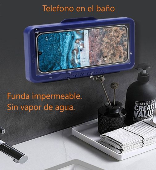 Imagen de Soporte caja teléfono móvil impermeable baño estante TV piscina regadera cocina bañera caja blanco