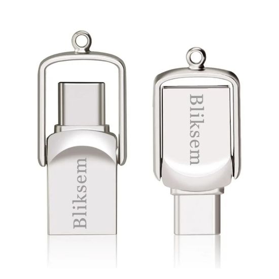 Imagen de MINI memoria Flash USB 2 en 1 tipo C alta velocidad 64GB CEL LAP MAC mini metálica llavero