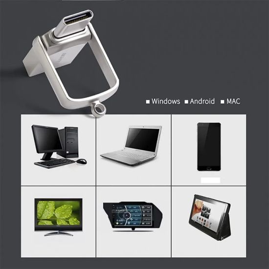 Imagen de MINI memoria Flash USB 2 en 1 tipo C alta velocidad 64GB CEL LAP MAC mini metálica llavero