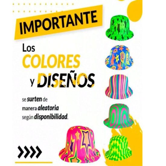 Imagen de 20 Sombreros Gorros Bombin Neon Brillan en Luz Uv Fiesta Batucada Antro Bar Festival Carnaval Fiesta Fluorescente Glow Gorra Evento Boda Cumpleaños