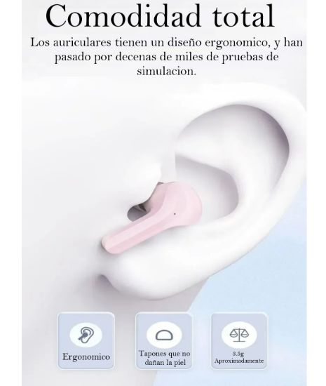 Imagen de Audífonos auriculares inalámbricos azul Bluetooth micrófono LED pantalla pantalla sonido estéreo