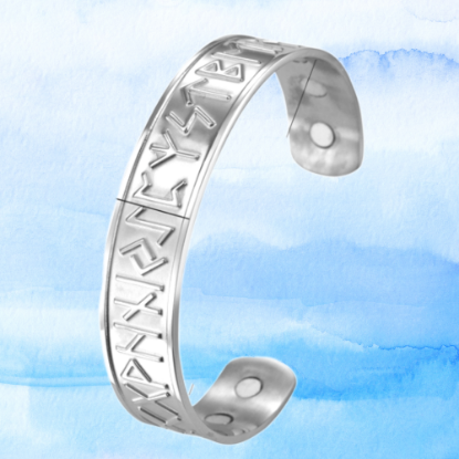 Imagen de XXXXXXXXX 1 Brazalete Vikingo Poderosas Runas 3D Protectoras CURADO Ajustable de ACERO  C. Plata Talisman Protector X Excelencia Alta Durabilidad de Uso Rudo CUPF&=
