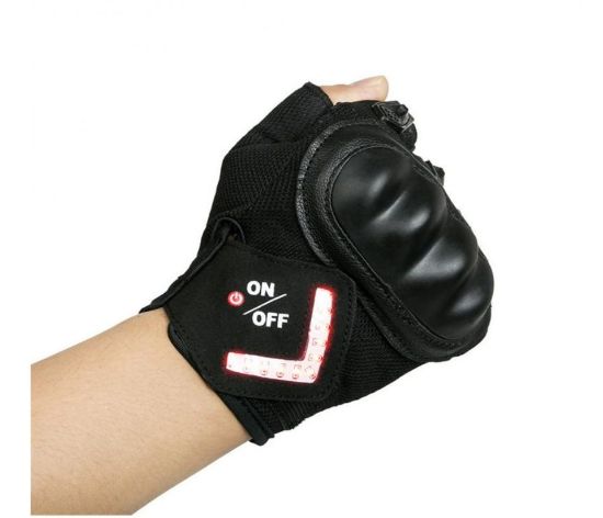 Imagen de Guantes bicicleta moto deporte seguridad medio dedo Sensor cavitación luz LED automática protección