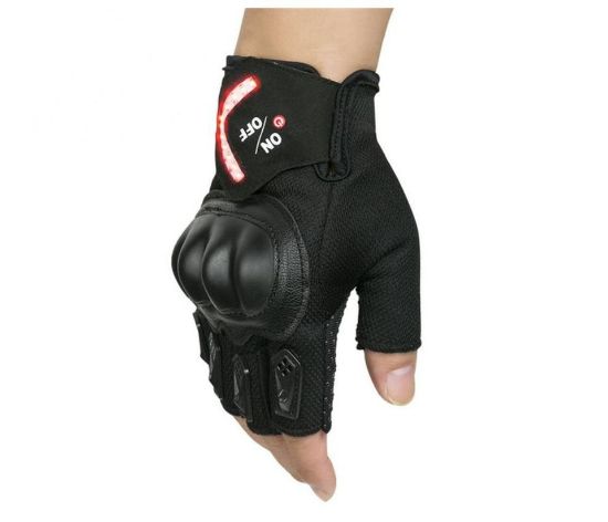 Imagen de Guantes bicicleta moto deporte seguridad medio dedo Sensor cavitación luz LED automática protección