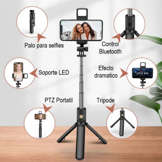 Imagen de Bastón Palo Selfie inalámbrico cámara deportiva soporte trípode Bluetooth extensible iPhone Cel
