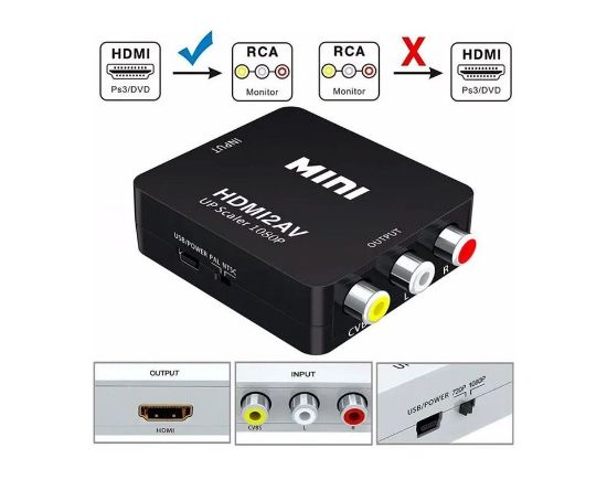 Imagen de Convertidor Adaptador HDMI a RCA 1080p De Audio Y Video tv analógicas tv box negro imagen