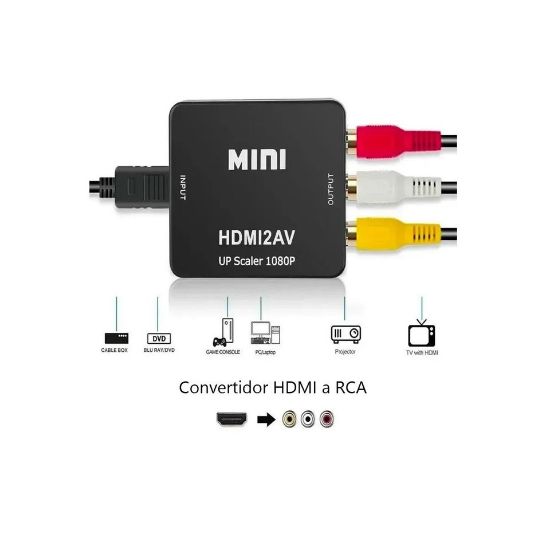 Imagen de Convertidor Adaptador HDMI a RCA 1080p De Audio Y Video tv analógicas tv box negro imagen