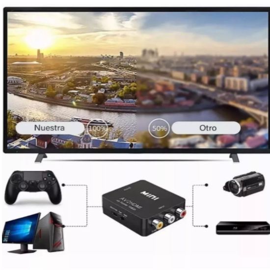 Imagen de Convertidor Adaptador HDMI a RCA 1080p De Audio Y Video tv analógicas tv box negro imagen