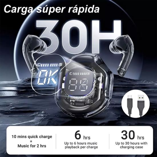 Imagen de Audífonos negro auriculares inalámbricos TWS Bluetooth deportivos juegos reducción de ruido táctil