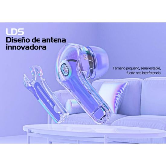Imagen de Audífonos azul audio inalámbricos Bluetooth diadema deportivos juegos manos libres táctil led luz