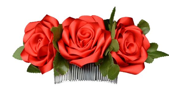 Imagen de tocado  de rosas  en peineta tocado para baile regional o ceremonia 